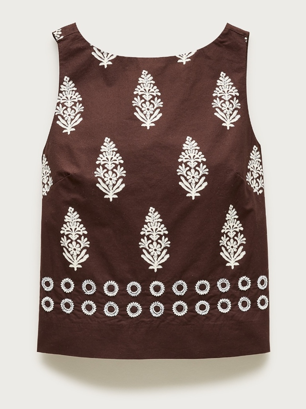 NWT J.Crew Beaded Shell Top in cocoa block print